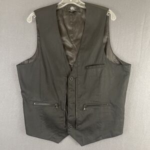 Rock Republic Vest Mens XL Black Zipper Pockets Button